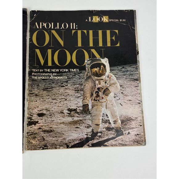 Vtg Pair of Magazines Life Off To The Moon July 1969 Look Apollo 11 On The Moon - Picture 3 of 10